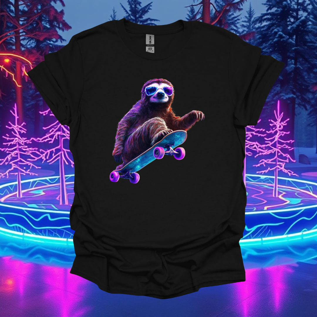 Skateboarding Sloth Unisex T-Shirt – Fun & Comfy Graphic Tee for Animal Lovers