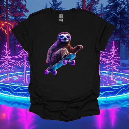 Skateboarding Sloth Unisex T-Shirt – Fun & Comfy Graphic Tee for Animal Lovers