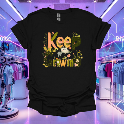 Keep Growing Unisex Softstyle T-Shirt - Inspirational Floral Tee for Personal Growth