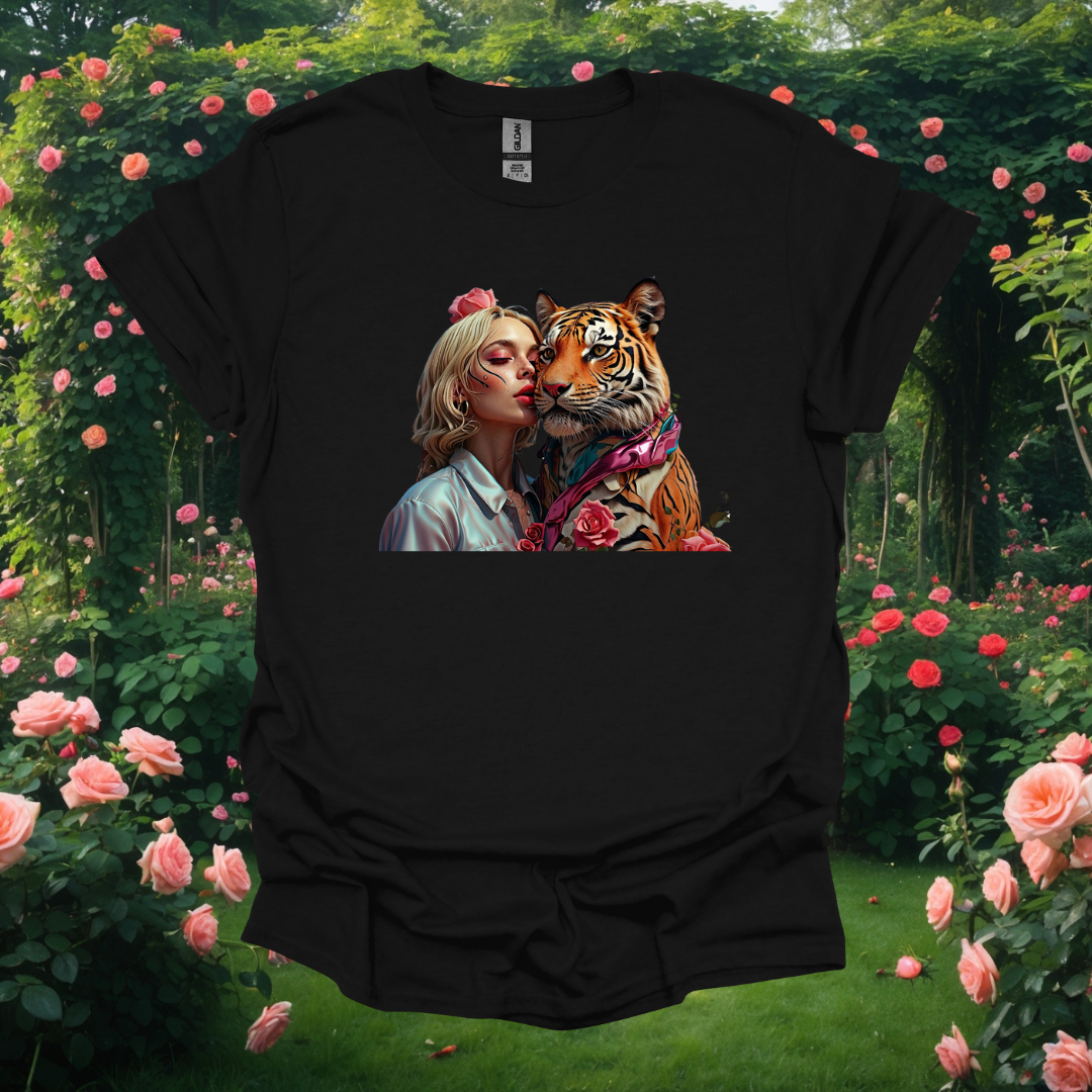 Vibrant Art Tiger & Woman Unisex Softstyle T-Shirt - Perfect for Animal Lovers and Bohemian Vibes