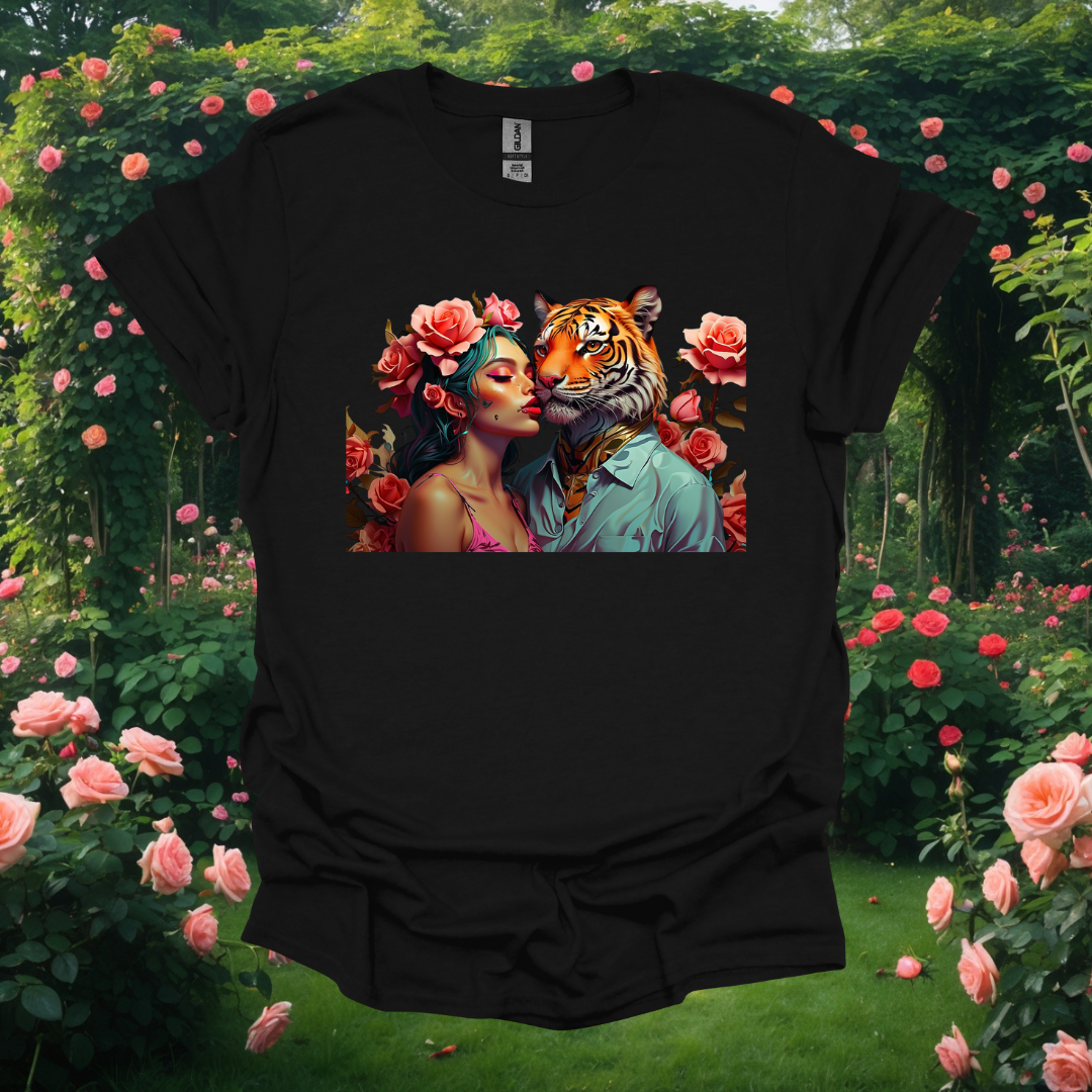 Rose Love T-Shirt - Floral & Tiger Design