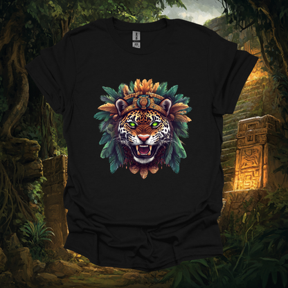 Mayan Jaguar Graphic Unisex Softstyle T-Shirt - Vibrant Jungle Art Tee