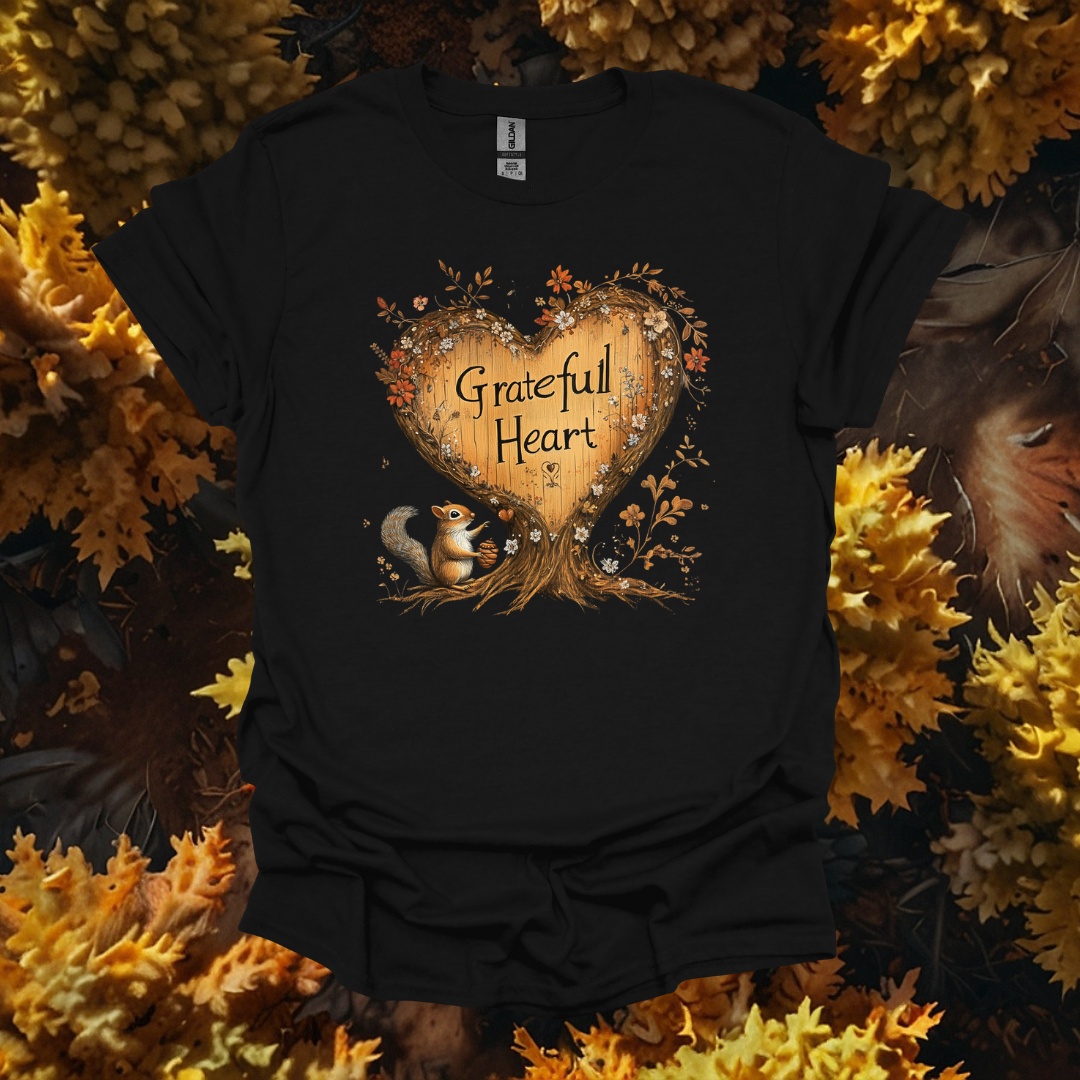 Grateful Heart Unisex Softstyle T-Shirt - Fall Vibe Tee for Nature Lovers