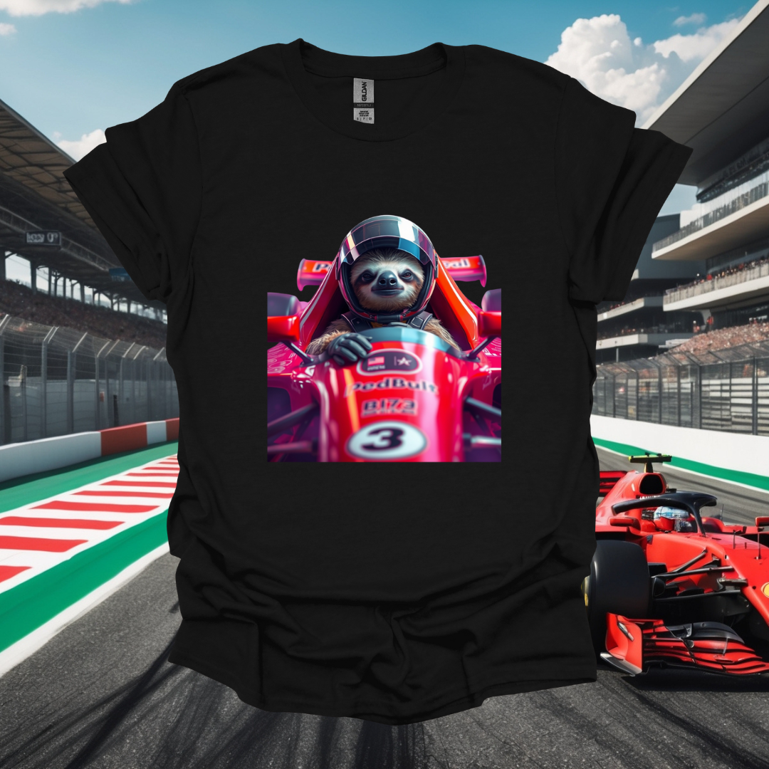 Formula 1 Sloth Racing Unisex T-Shirt – Softstyle Tee for Animal Lovers