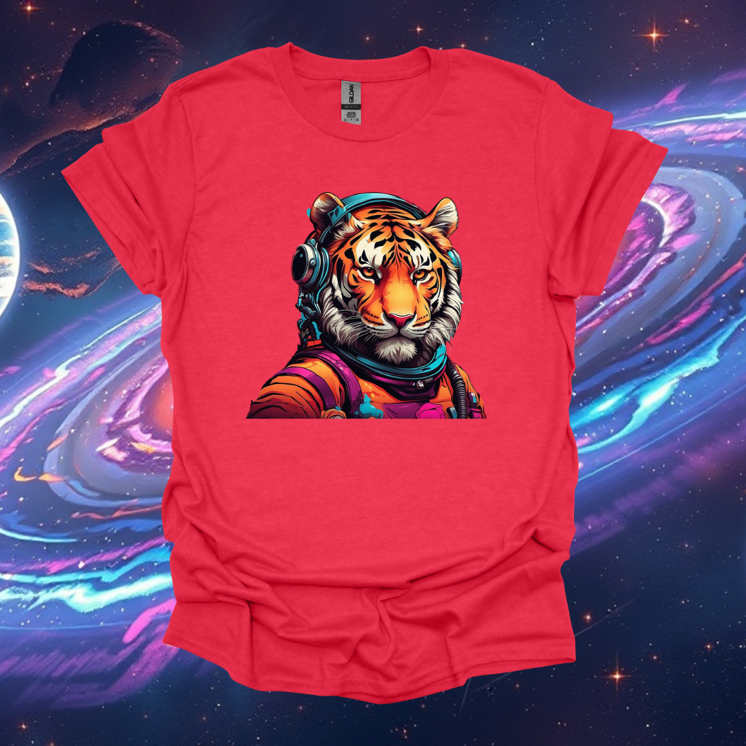 Cosmic Tiger Unisex Softstyle T-Shirt - Vibrant Astronaut Design